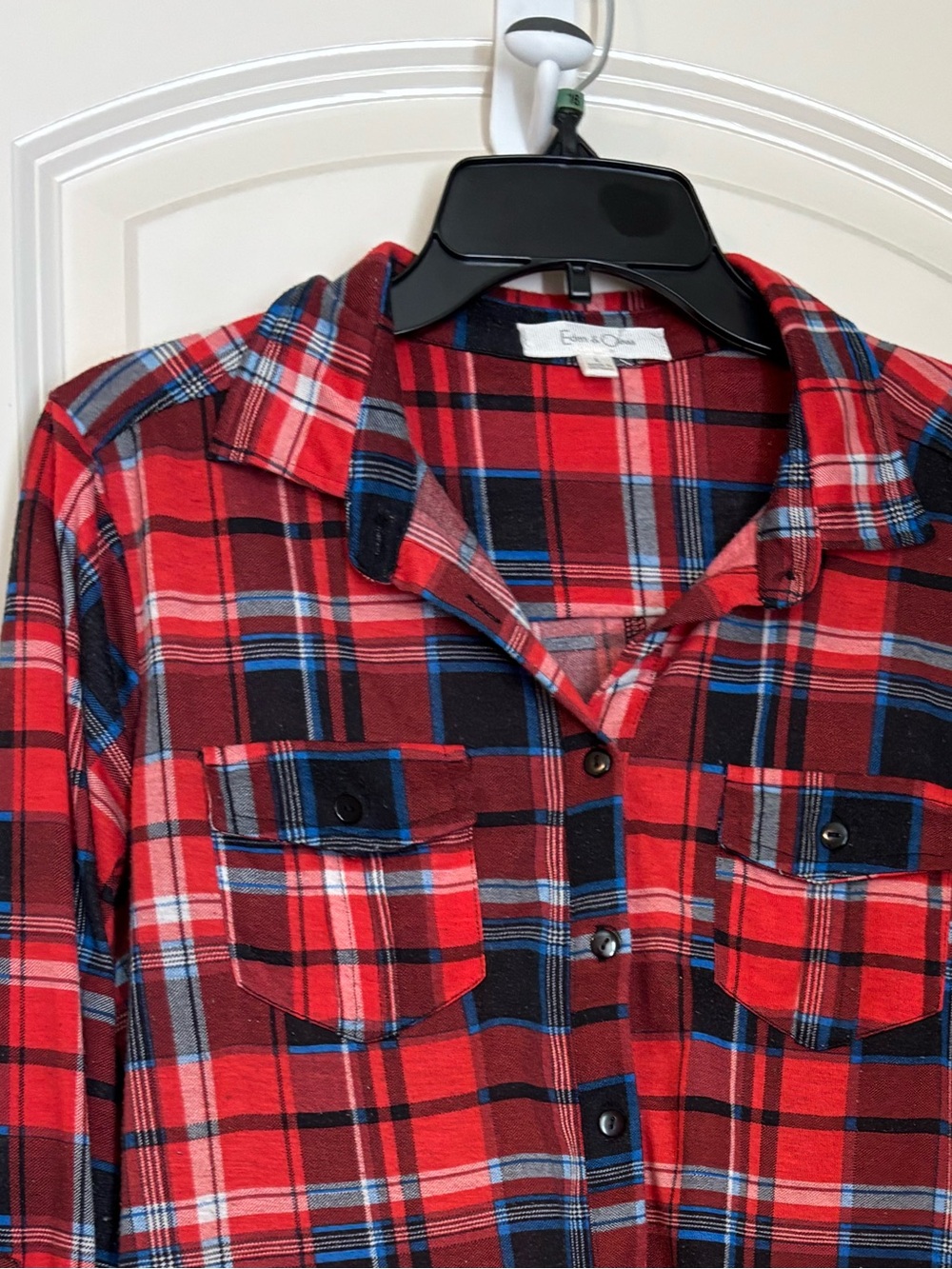 Eden & Olivia Red and Blue Plaid Button-Down Shirt